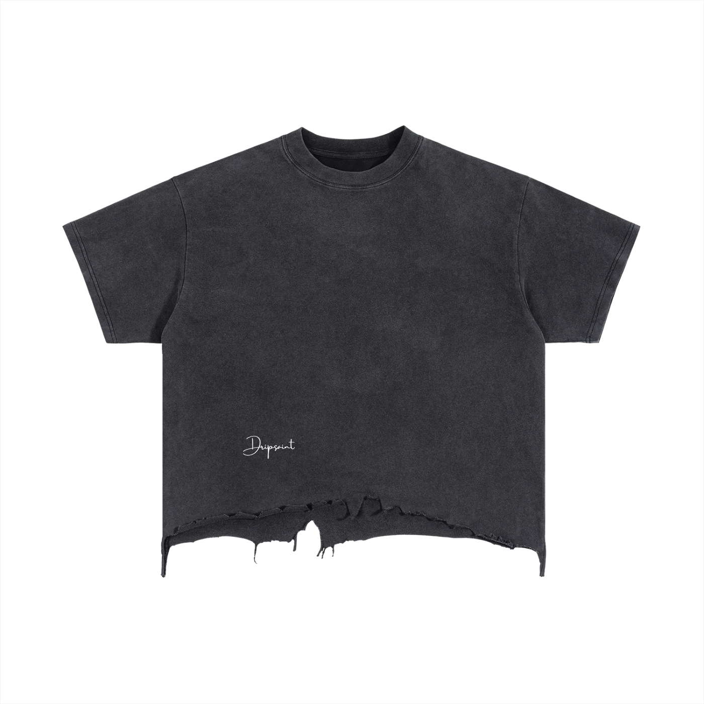 Vintage Wash Boxy Distressed Hem T-Shirt