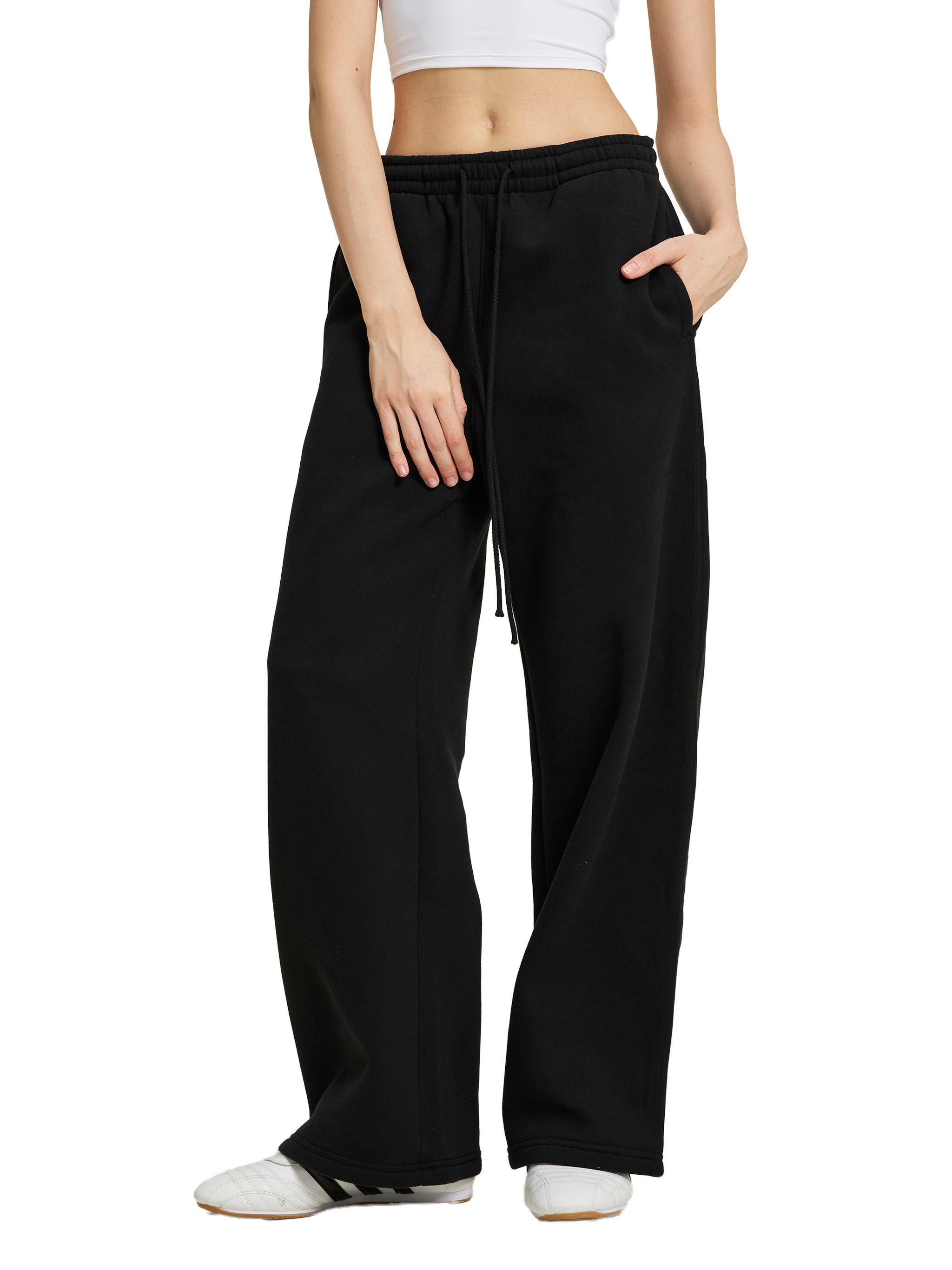 Fleece Drawstring Straight-Leg Sweatpants